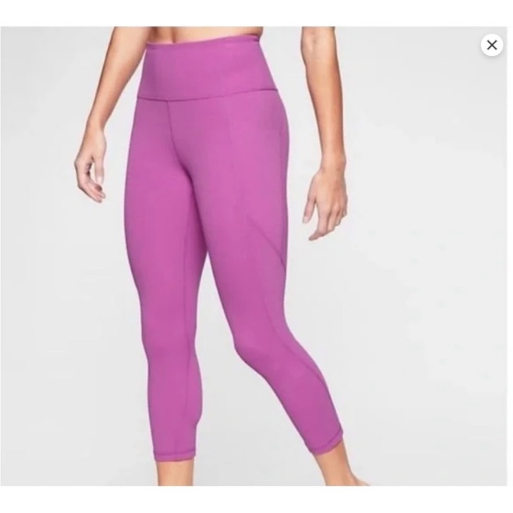 Athleta Purple Salutation Stash-Pocket Capri Leggings